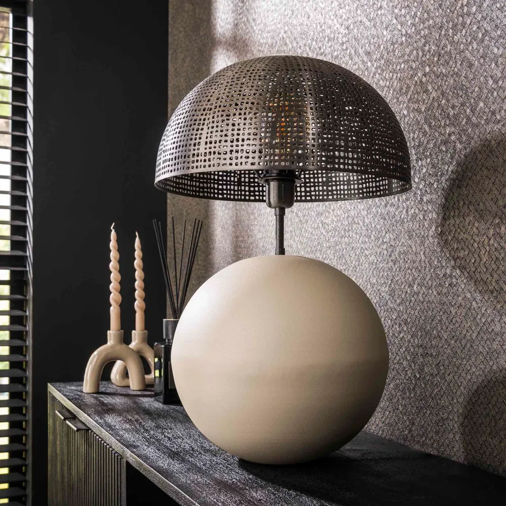 Giga Meubel Tafellamp Sphere - Natural Grijs - 1-Lichts - 31x31x57cm