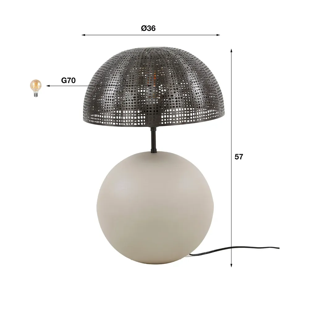 Giga Meubel Tafellamp Sphere - Natural Grijs - 1-Lichts - 31x31x57cm