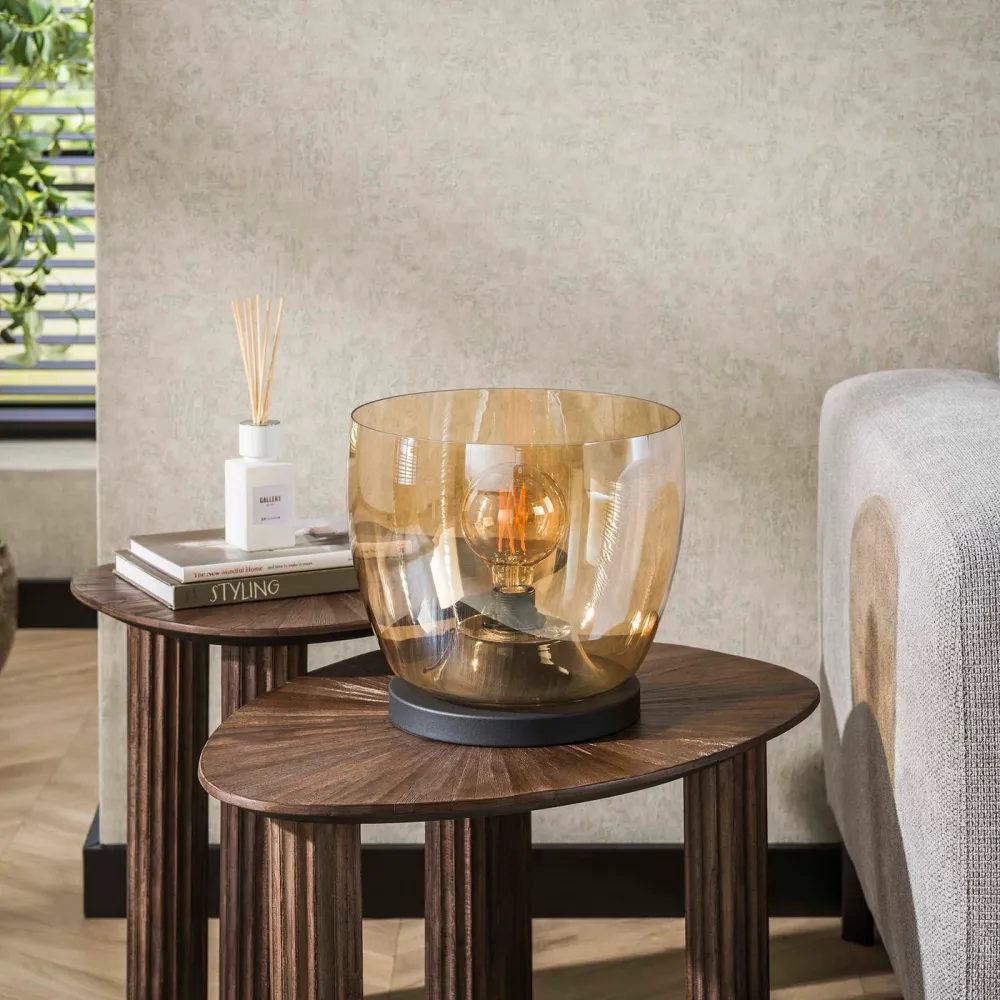 Giga Meubel Vloerlamp Up L - Amber Glas - 1-Lichts - 29x29x27cm