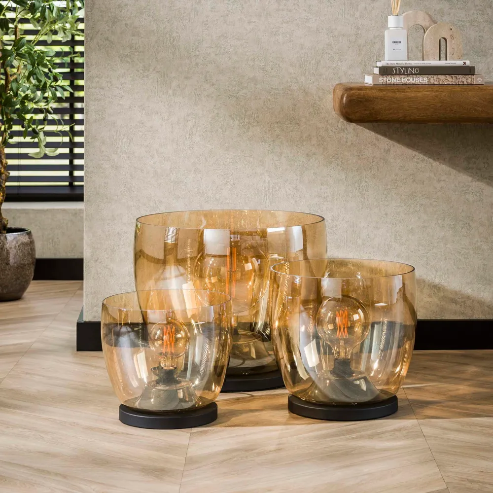 Giga Meubel Vloerlamp Up L - Amber Glas - 1-Lichts - 29x29x27cm