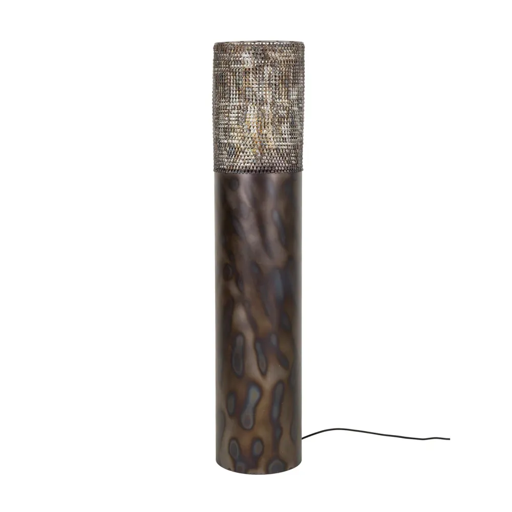 Giga Meubel Vloerlamp Cilinder - Zwart/Bruin Metaal - 1-Lichts - 25x25x120cm