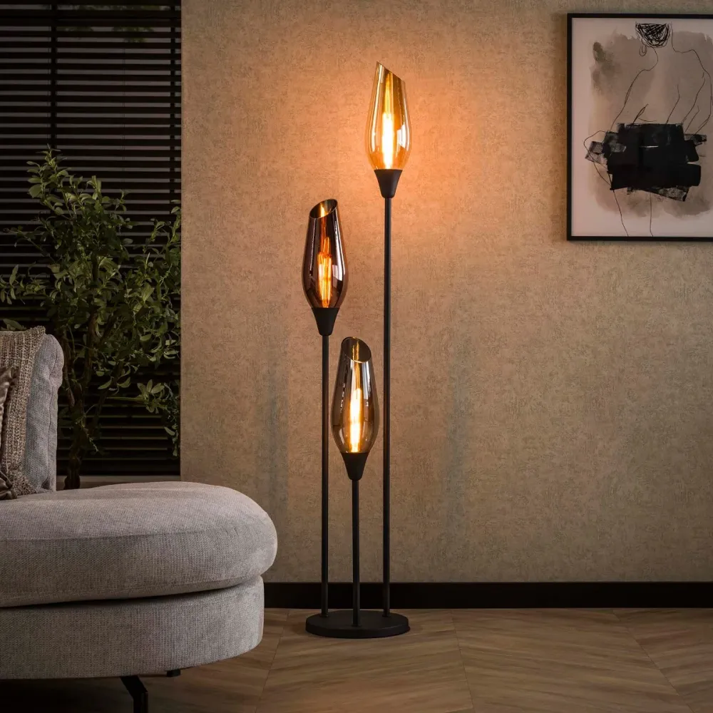 Giga Meubel Vloerlamp Cocoon - Multicolor Glas - 3-Lichts - 35x35x168cm - Set van 3