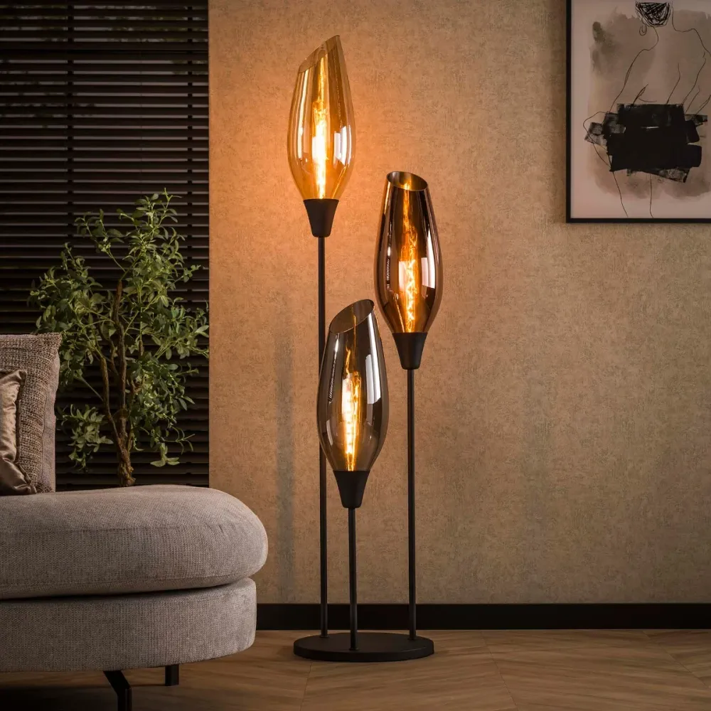 Giga Meubel Vloerlamp Cocoon - Multicolor Glas - 3-Lichts - 45x45x178cm - Set van 3