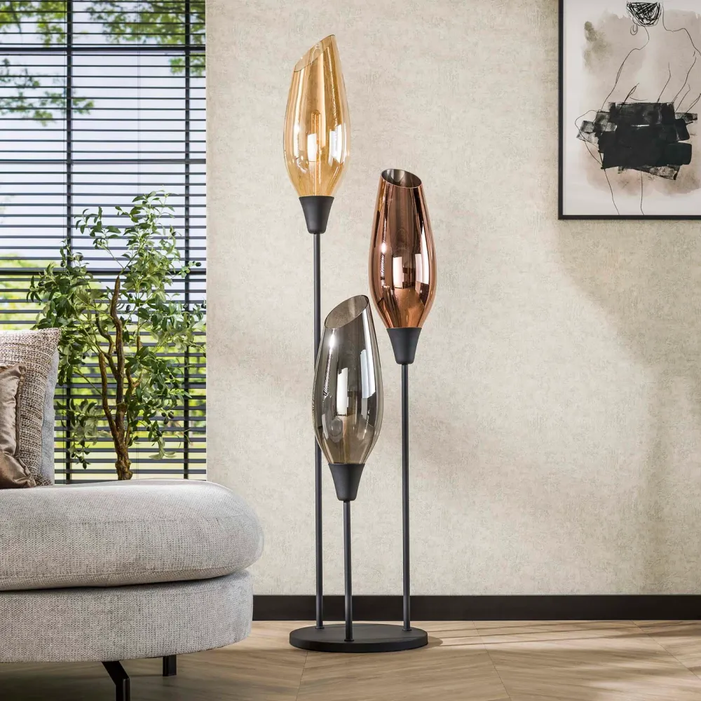 Giga Meubel Vloerlamp Cocoon - Multicolor Glas - 3-Lichts - 45x45x178cm - Set van 3