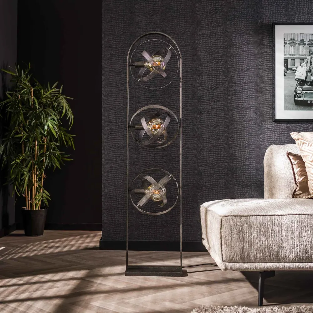 Giga Meubel Vloerlamp Cosmos Mesh - Metaal - 3-Lichts - 36x22x160cm