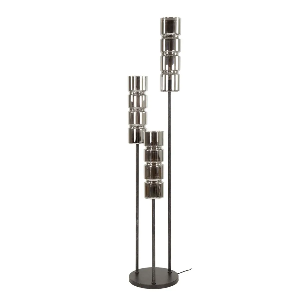 Giga Meubel Vloerlamp Cylinder - Chroom Glas - 3-Lichts - 32x32x155cm