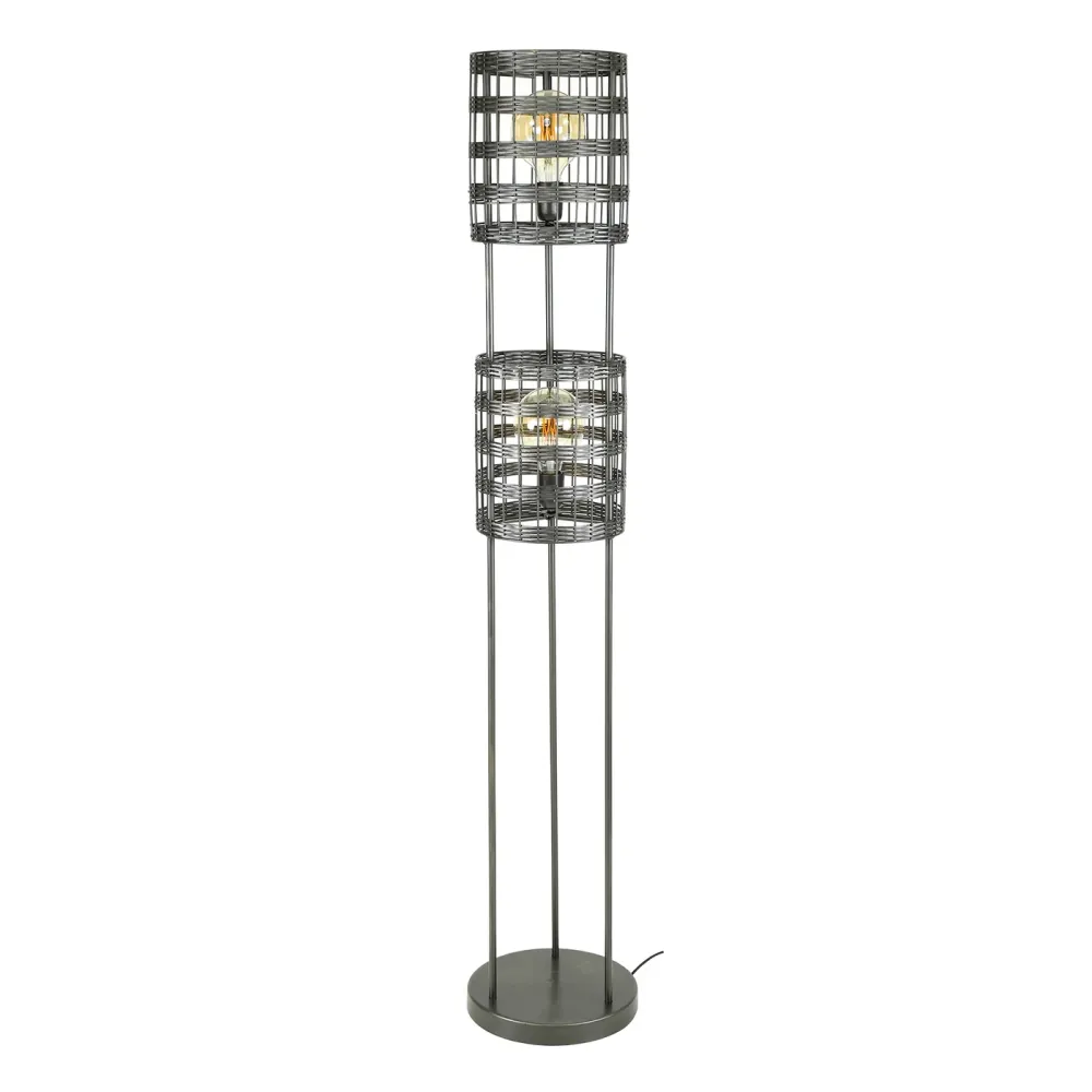 Giga Meubel Vloerlamp Metal Blinds - Zwart - 2-Lichts - 30x30x166cm