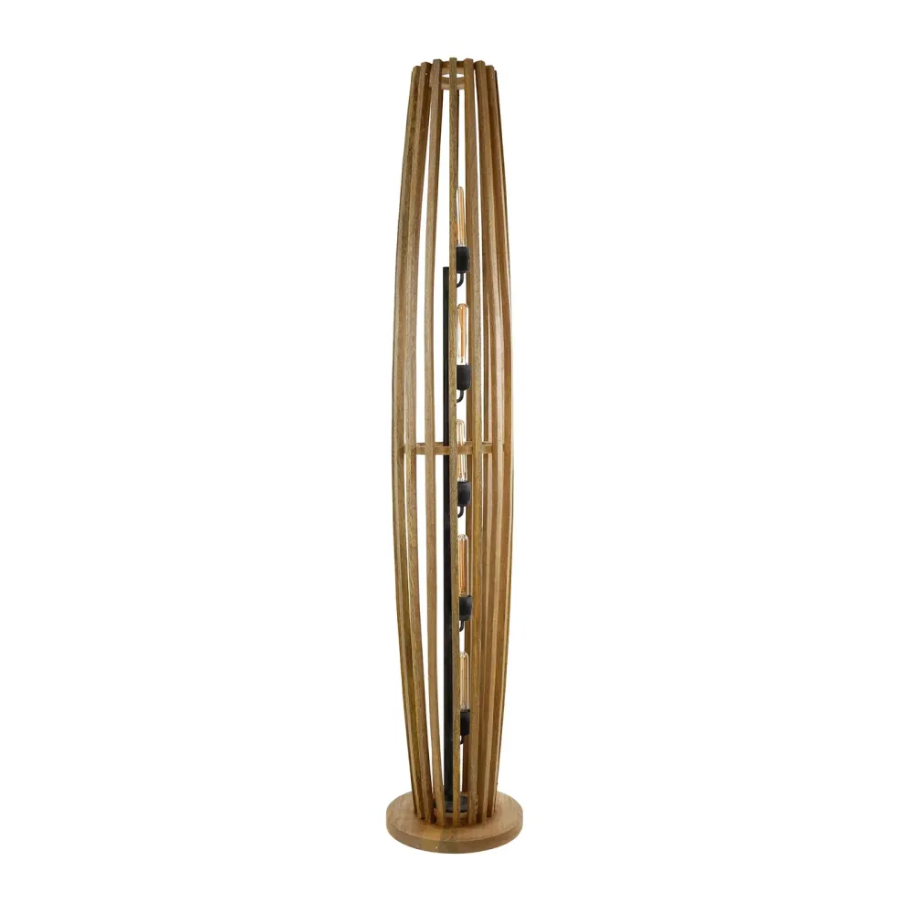 Giga Meubel Vloerlamp Orbit XL - Mangohout Naturel - 5-Lichts - 190x30x30cm