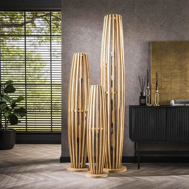 Giga Meubel Vloerlamp Orbit XL - Mangohout Naturel - 5-Lichts - 190x30x30cm