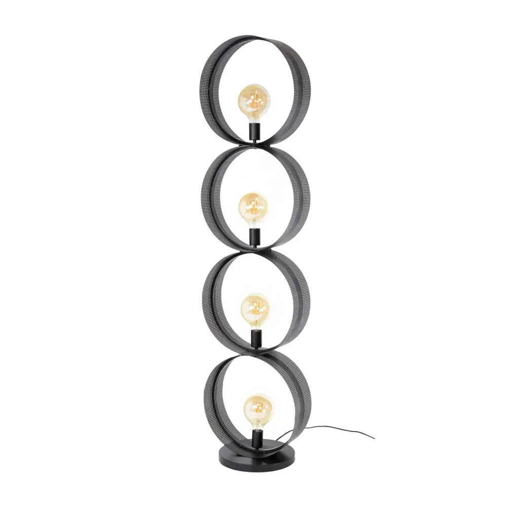 Giga Meubel Vloerlamp Ring - Zwart Metaal - 4-Lichts - 40x30x162cm