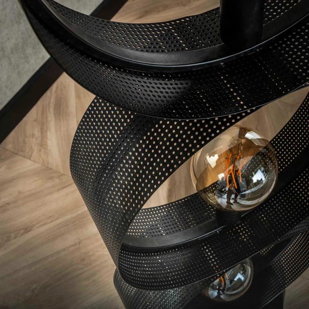 Giga Meubel Vloerlamp Ring - Zwart Metaal - 4-Lichts - 40x30x162cm