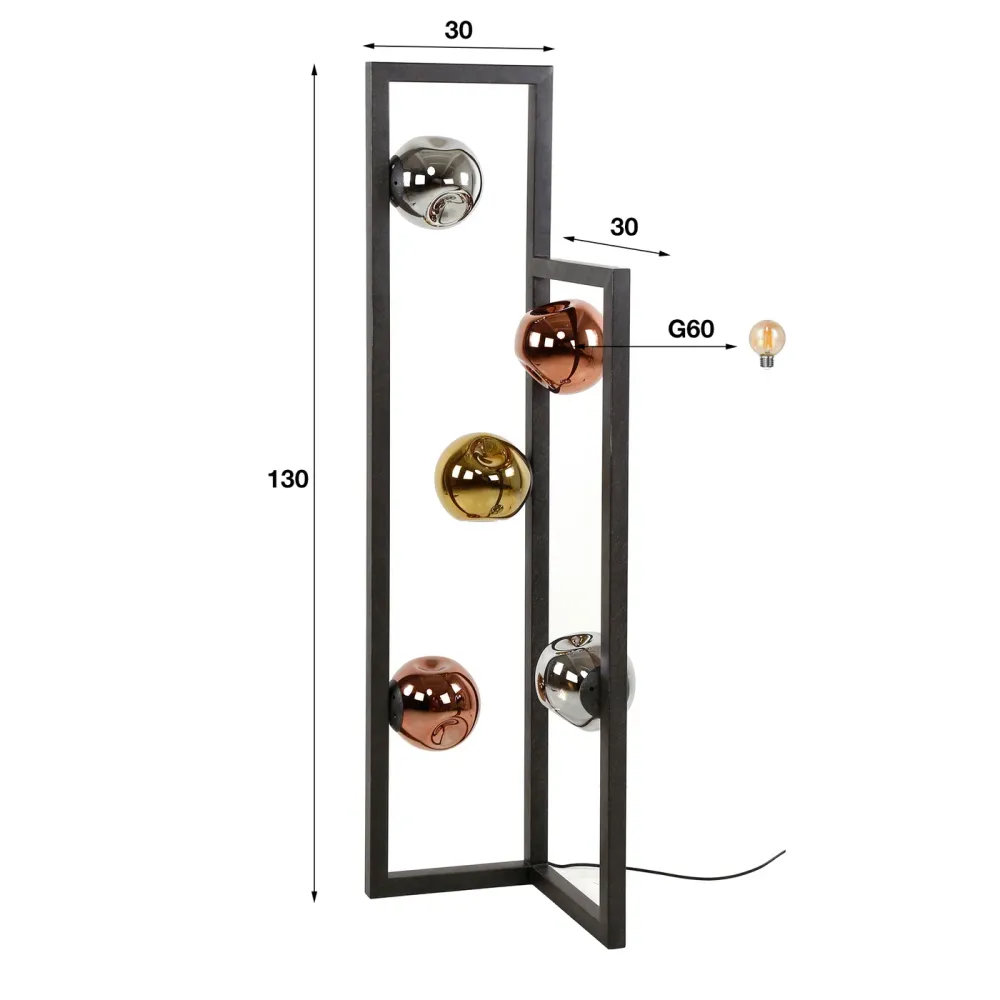 Giga Meubel Vloerlamp Stellar - Multicolor Glas - 30x30x130cm