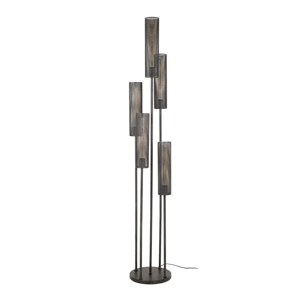 Giga Meubel Vloerlamp Tube Mesh - Zwart - 5-Lichts - 32x32x172cm