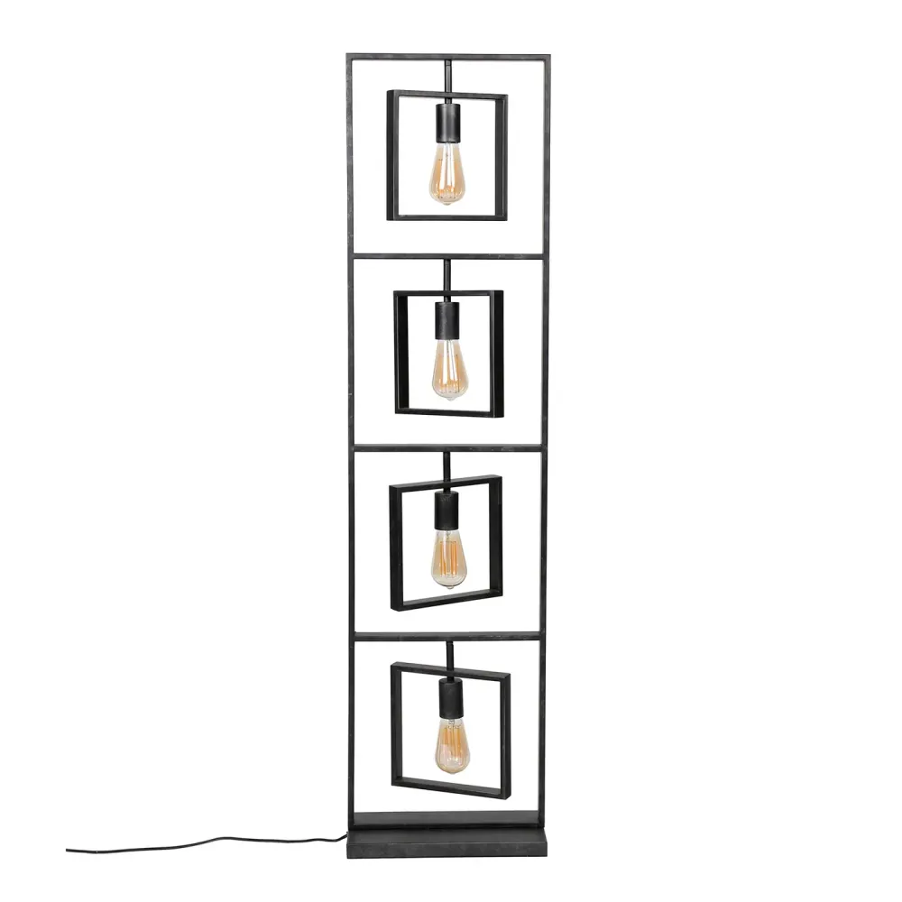 Giga Meubel Vloerlamp Turn Square - Zwart - 4-Lichts - 35x22x140cm
