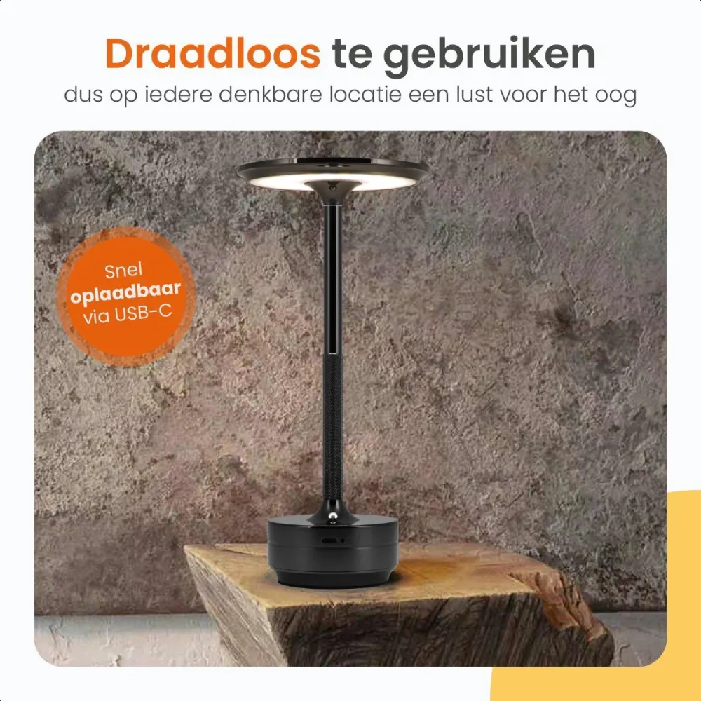 Goliving oplaadbare tafellamp Horizon - Zwart