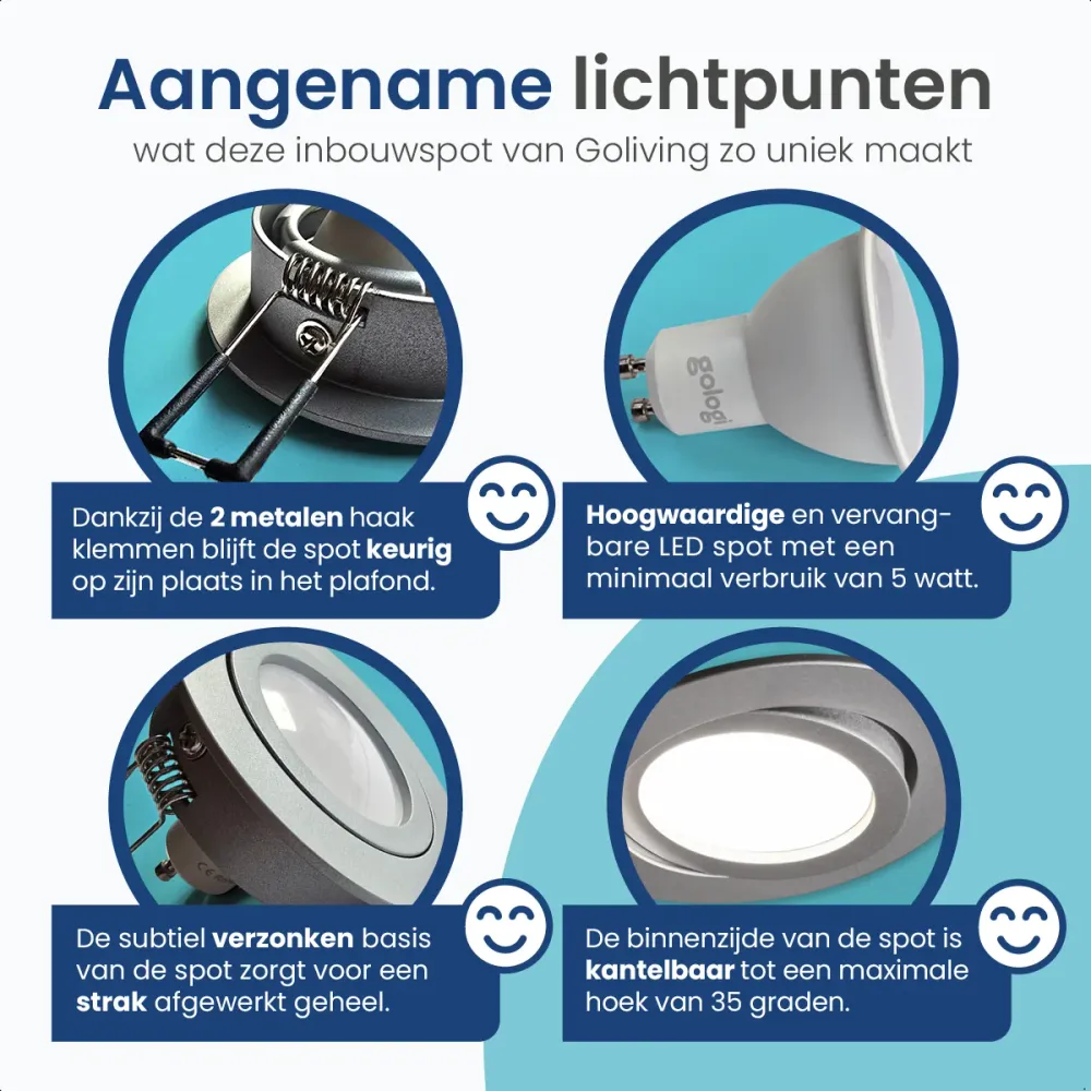 Gologi Slimme Inbouwspot - Gu10 CCT LED Lamp - Wit