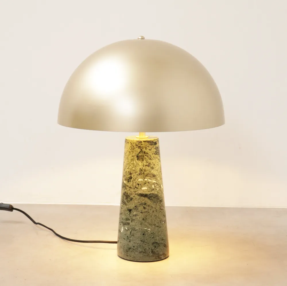 Gouden Lamp met marmeren voet - Merit - Goud/Groen Marmer