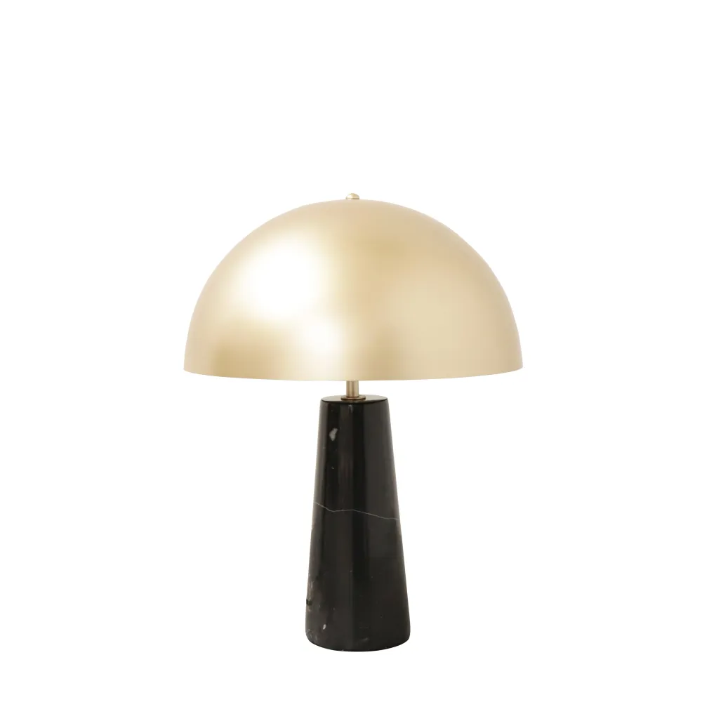 Gouden Lamp met marmeren voet - Merit - Goud/Zwart Marmer