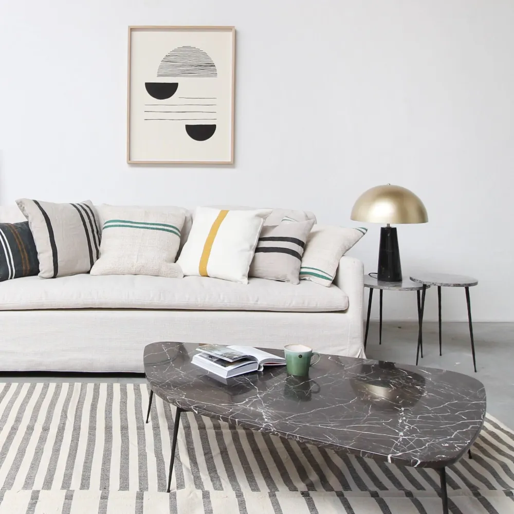Gouden Lamp met marmeren voet - Merit - Goud/Zwart Marmer
