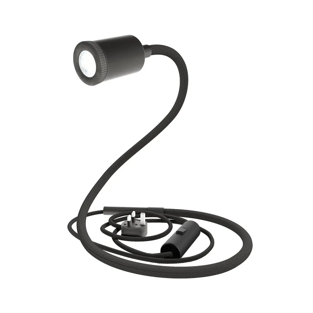 GU1d-one Verstelbare lamp zonder voet met mini LED spot en UK stekker - Zwart