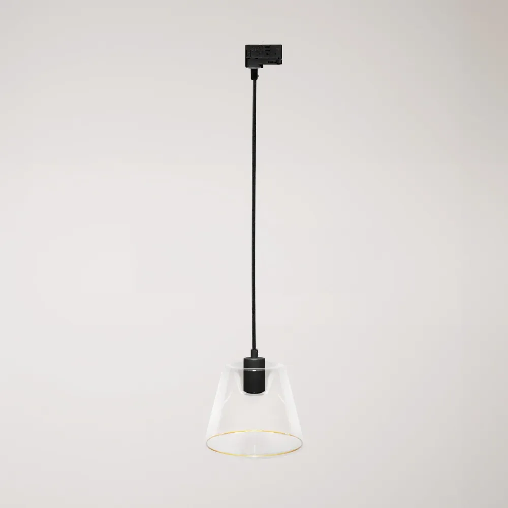 Hanglamp met Ghost lichtbron transparante kegel voor rails - Zwart