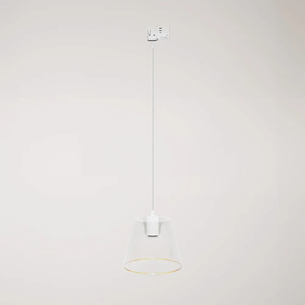 Hanglamp met Ghost lichtbron transparante kegel voor rails - Wit