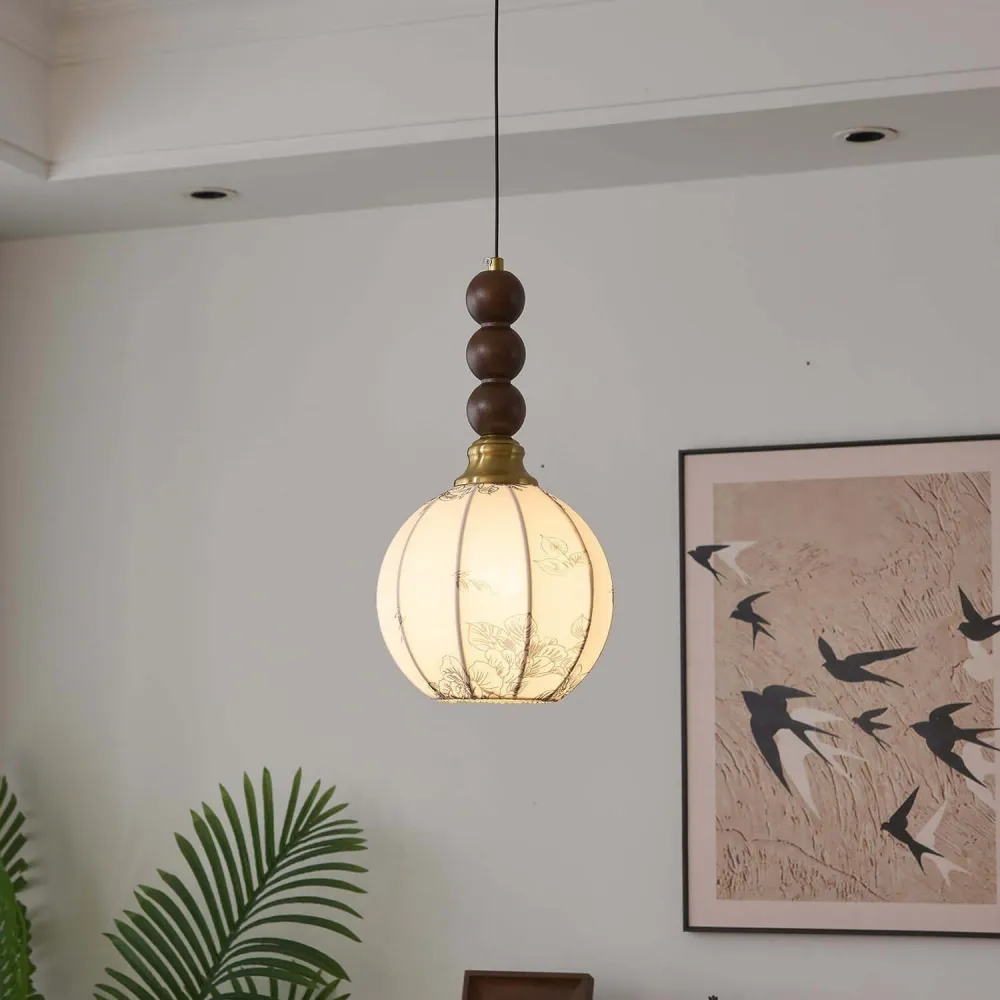 Hanglamp met Glas - Hout & Metaal