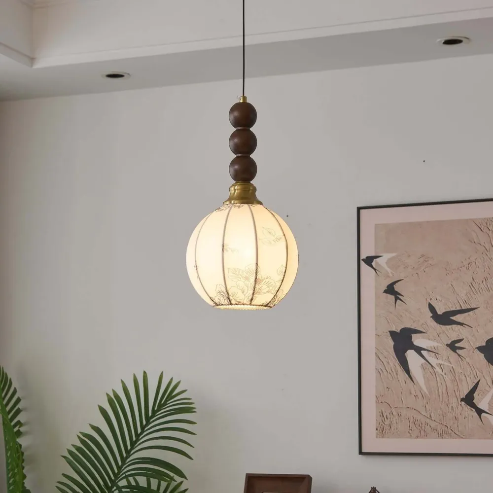 Hanglamp met Glas - Hout & Metaal