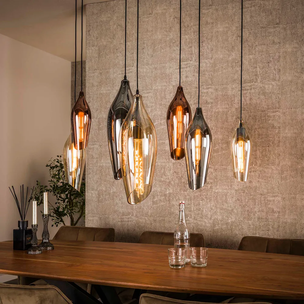 Hanglamp Alune - 7-lichts - Amber Mix - Glas Hanglampen