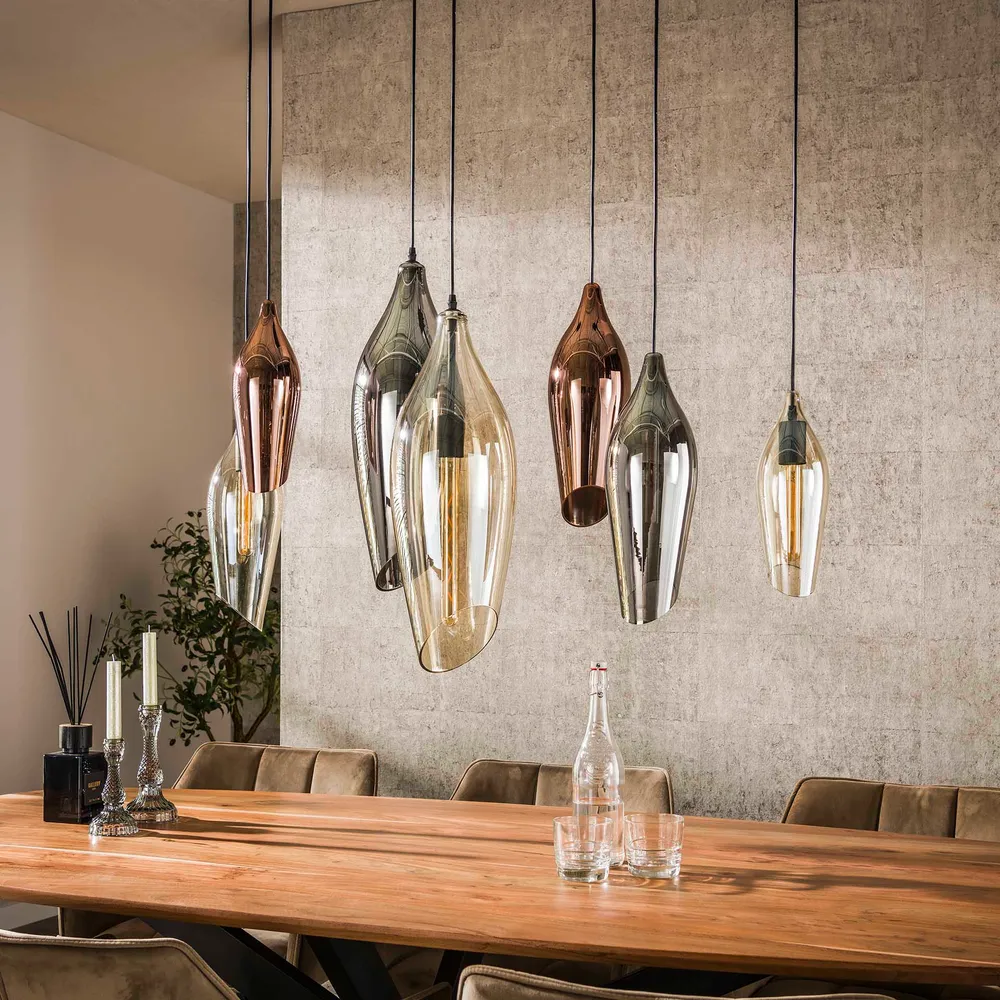 Hanglamp Alune - 7-lichts - Amber Mix - Glas Hanglampen