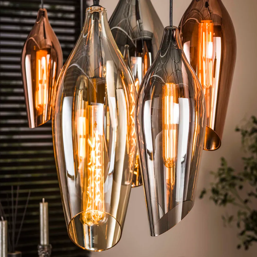 Hanglamp Alune - 7-lichts - Amber Mix - Glas Hanglampen