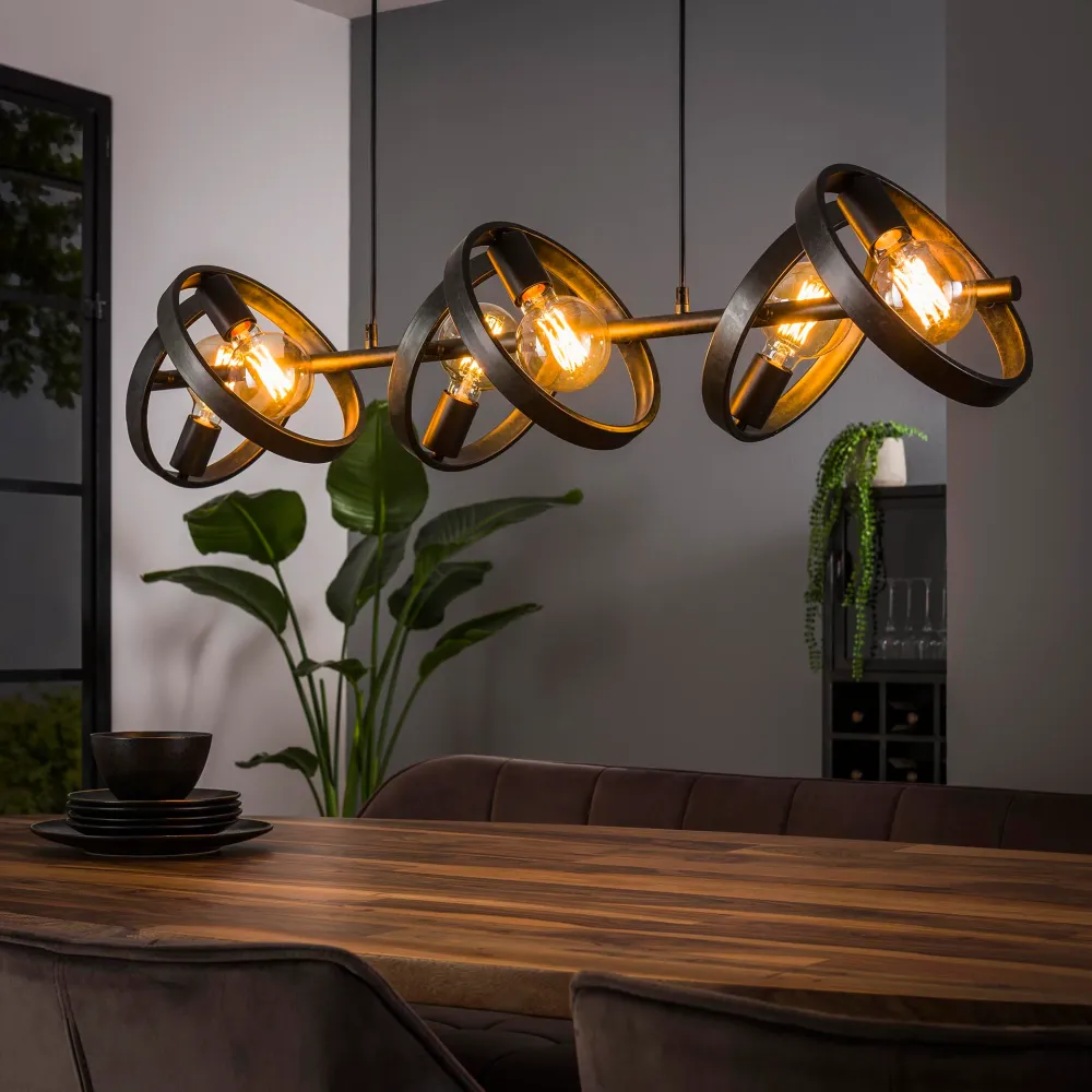 Hanglamp Amara - 6-lichts - Antraciet - Metaal Hanglampen