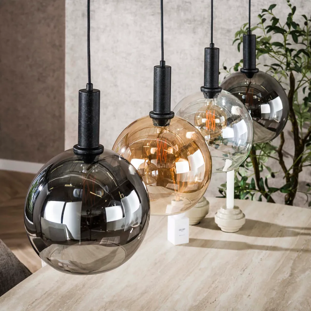Hanglamp Auren - 4-lichts - Amber Mix - Glazen Bollen Hanglampen