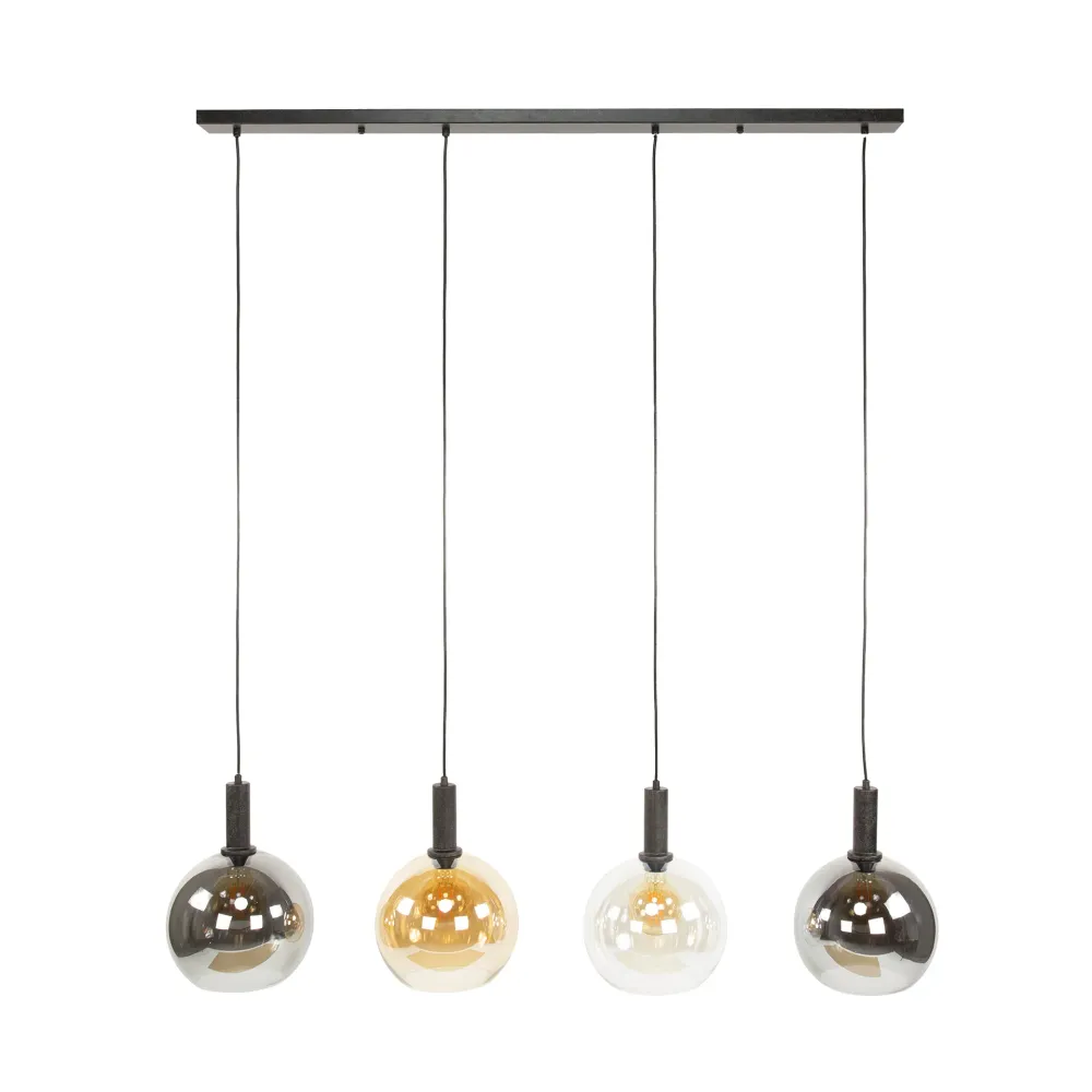 Hanglamp Auren - 4-lichts - Amber Mix - Glazen Bollen Hanglampen