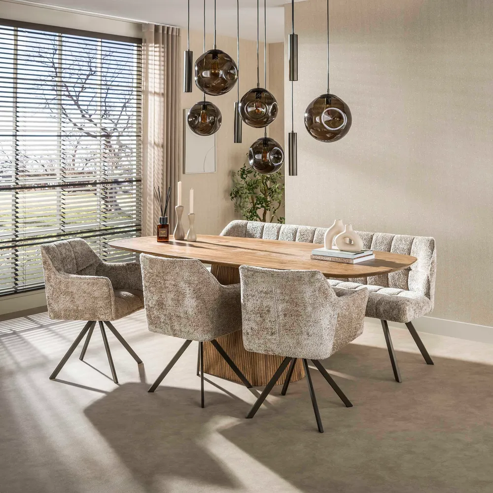 Hanglamp Bellum - 9-lichts - Brons - Glazen Bollen - Met Spots Hanglampen