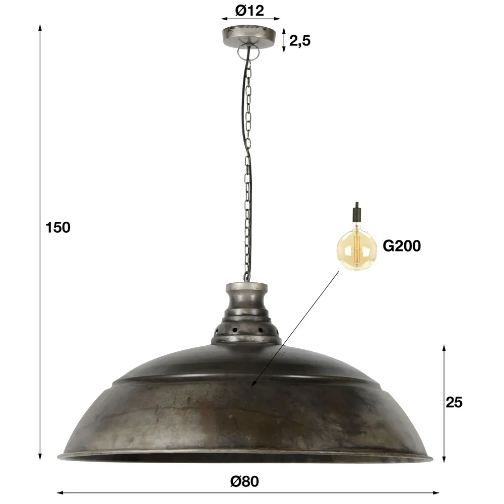 Hanglamp Cindy - 1-lichts - Oud Zilver - Metaal Hanglampen