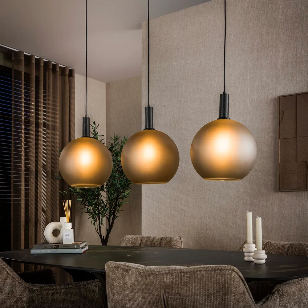 Hanglamp Claron - 3-lichts - Frosted Grijs - Matglas Hanglampen
