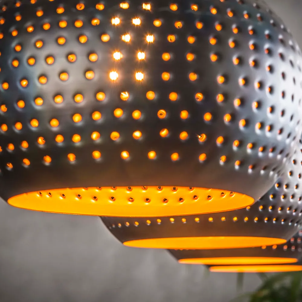 Hanglamp Drew - 4-lichts - Zwart/Bruin - Metaal Hanglampen