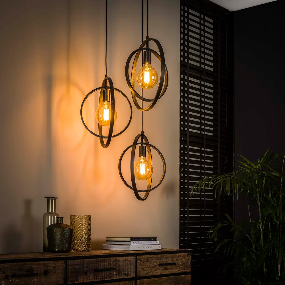 Hanglamp Gava - 3-lichts - Antraciet - Metaal Hanglampen