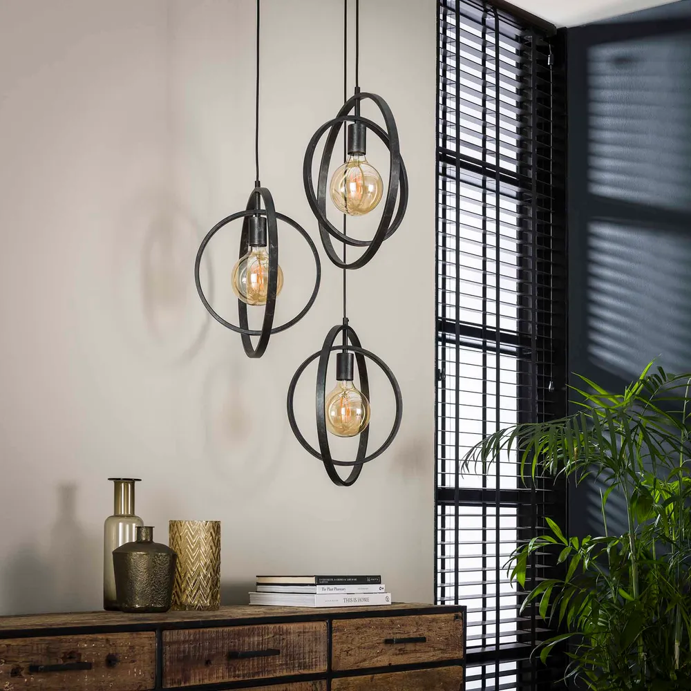 Hanglamp Gava - 3-lichts - Antraciet - Metaal Hanglampen