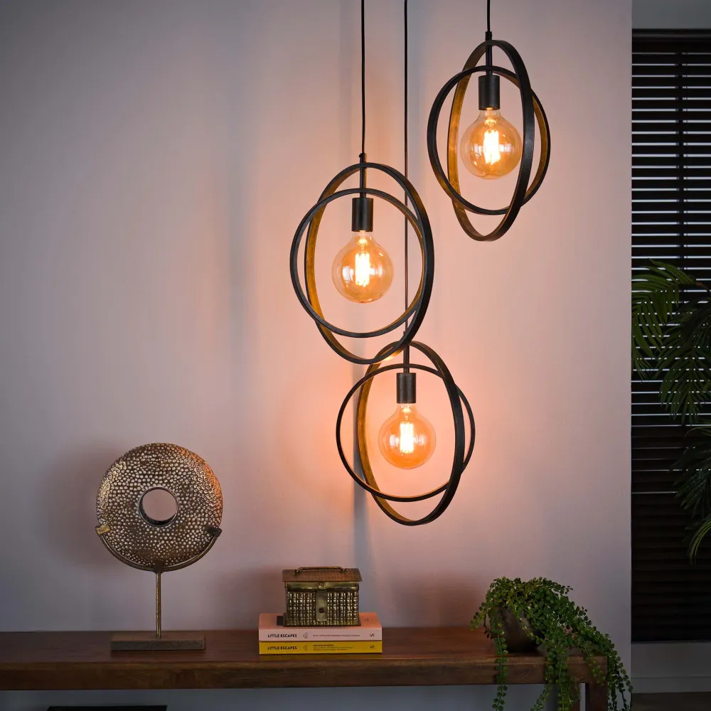Hanglamp Gava - 3-lichts - Antraciet - Metaal Hanglampen