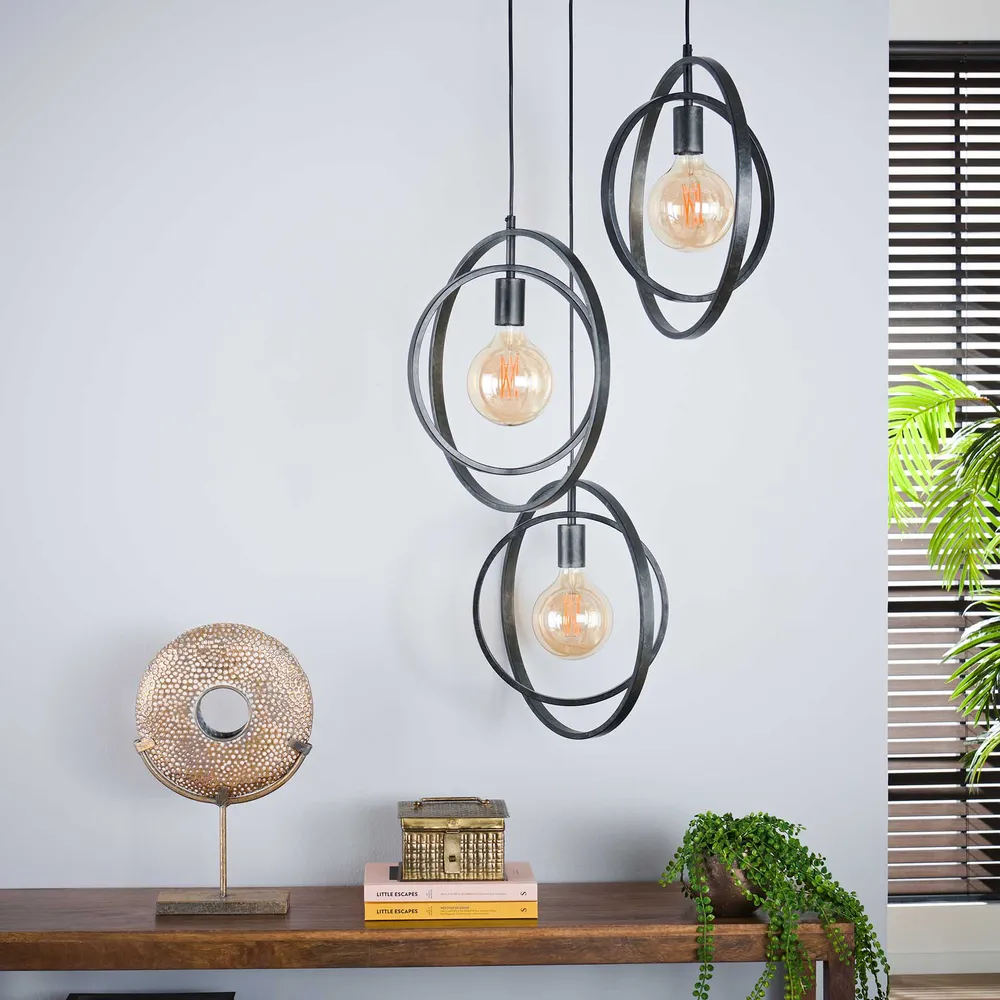 Hanglamp Gava - 3-lichts - Antraciet - Metaal Hanglampen