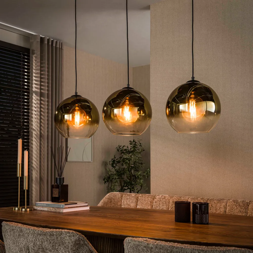 Hanglamp Hudson - 3-lichts - Goud - Glazen Bollen Hanglampen