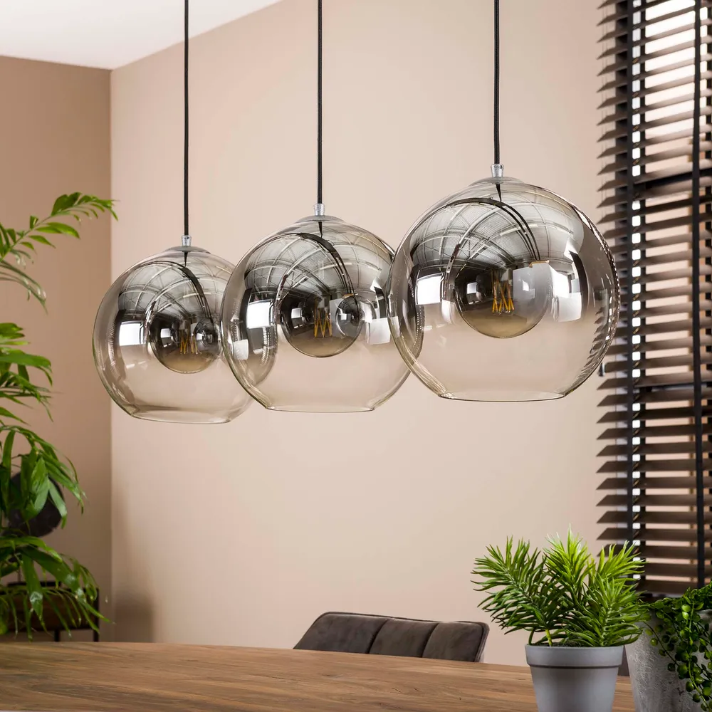 Hanglamp Hudson - 3-lichts - Smoke - Glazen Bollen Hanglampen