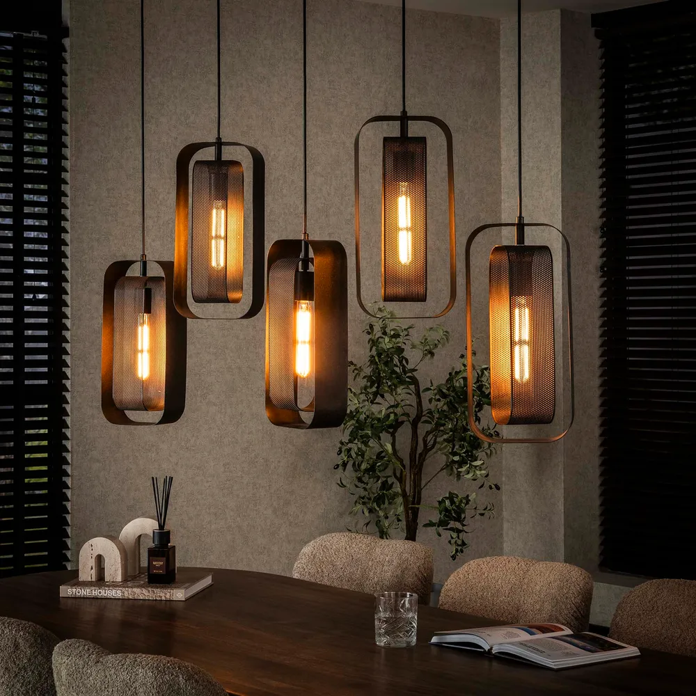 Hanglamp Jaxon - 5-lichts - Zwart - Mesh Hanglampen