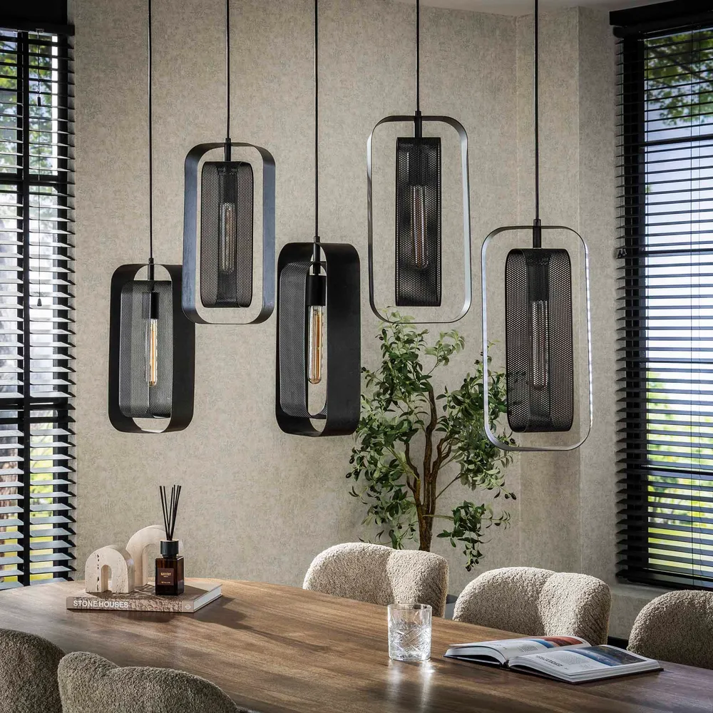 Hanglamp Jaxon - 5-lichts - Zwart - Mesh Hanglampen