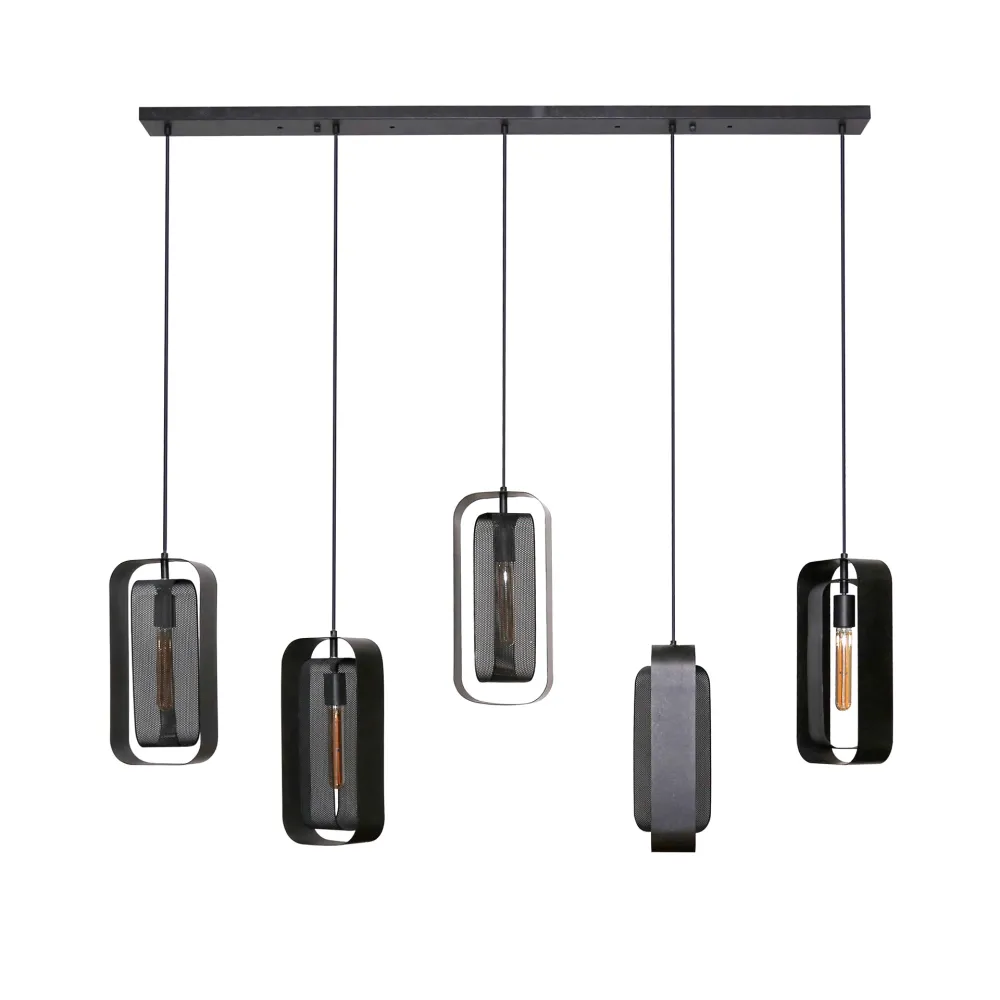 Hanglamp Jaxon - 5-lichts - Zwart - Mesh Hanglampen