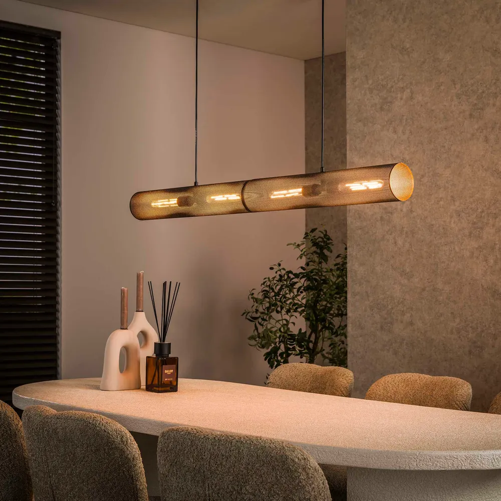 Hanglamp Lattice - 4-lichts - Zwart - Mesh Hanglampen
