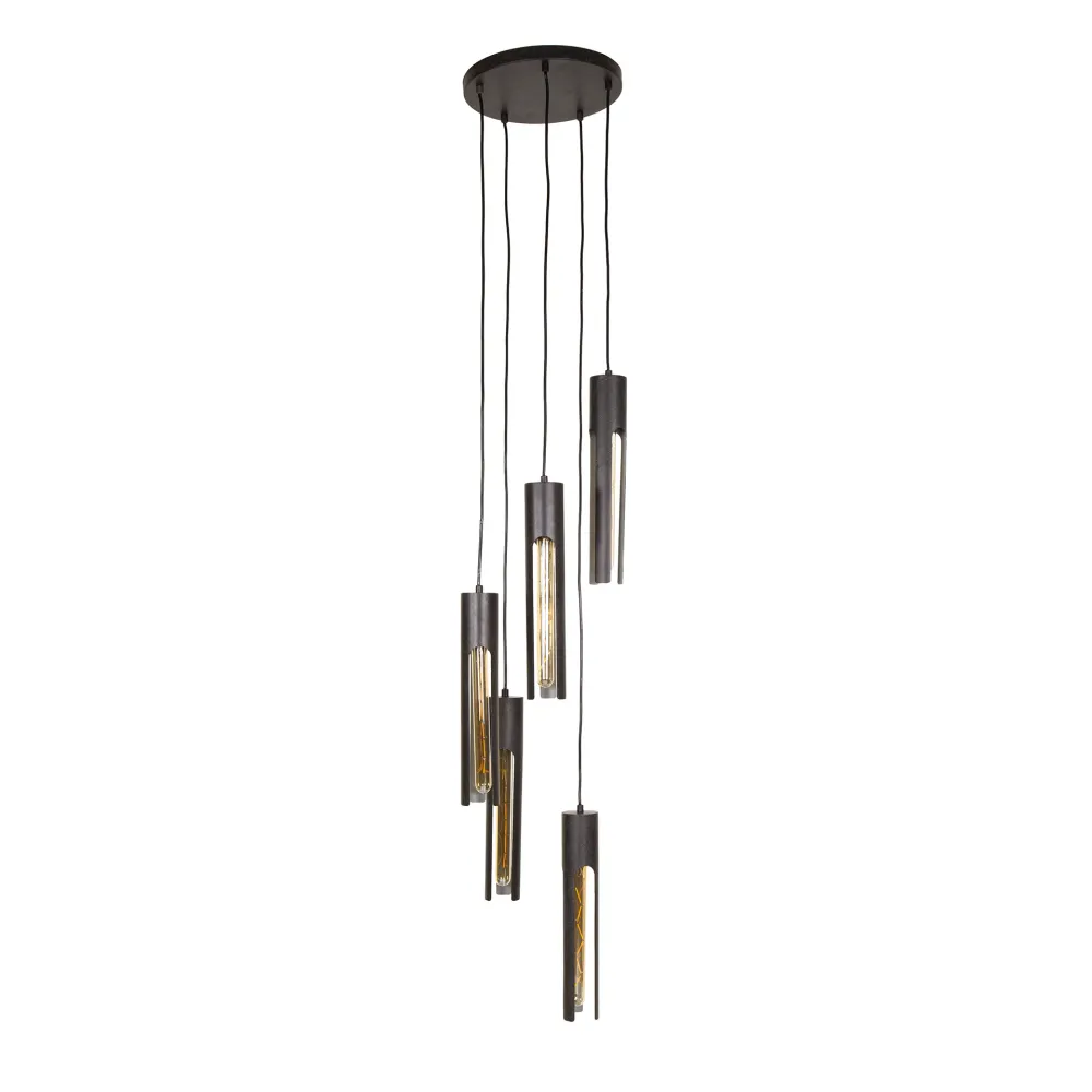 Hanglamp Lumen - 5-lichts - Zwart - Metaal Hanglampen