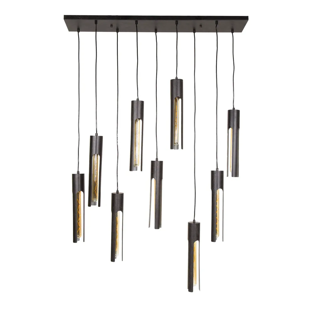 Hanglamp Lumen - 9-lichts - Zwart - Metaal Hanglampen